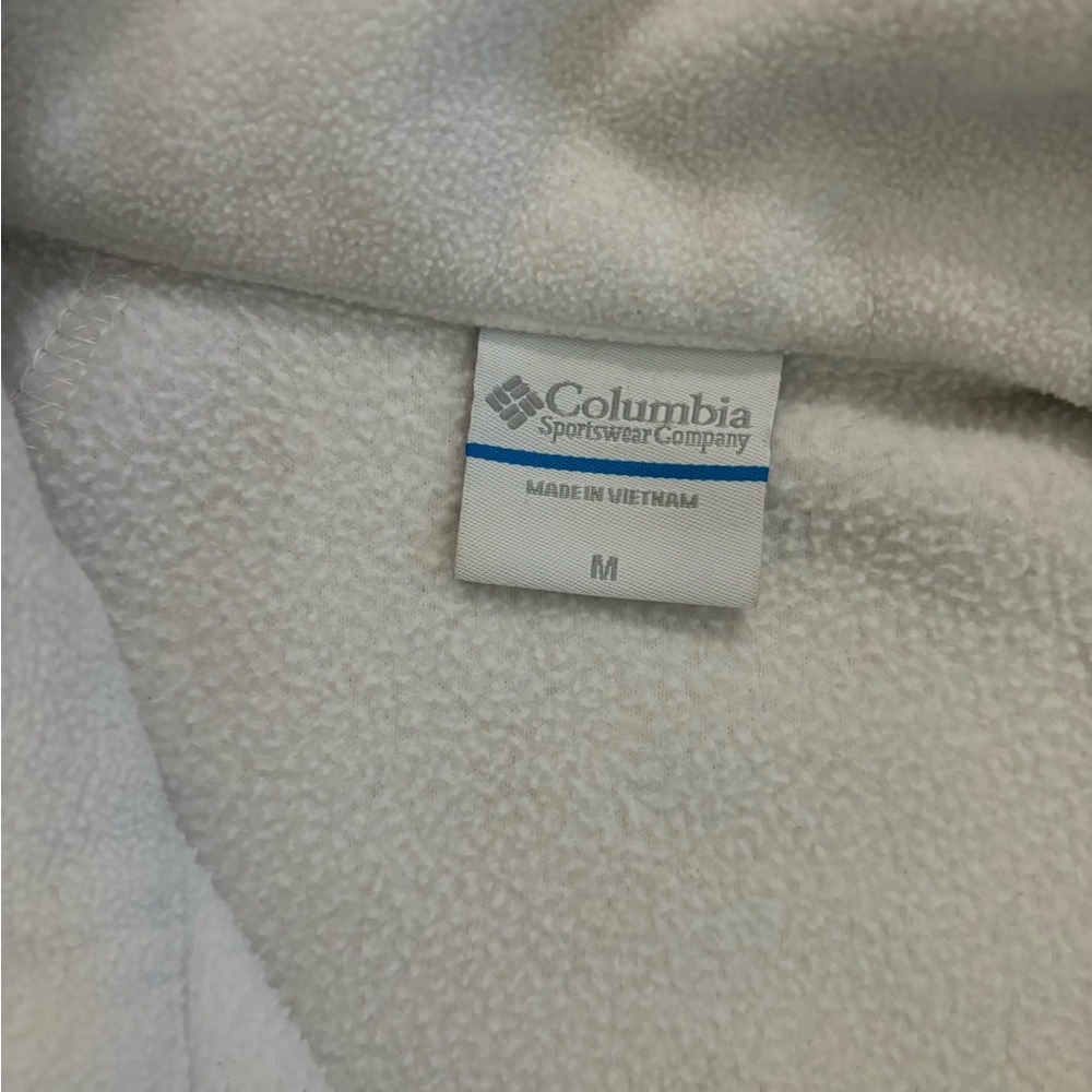 Columbia Fleece Jacket Women’s Medium White Zipper Closure Pockets STAINED Paint - Picture 2 of 10